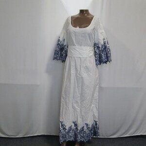 Loretta Caponi “Elide” Dress – Blue Ibiscus – Women’s Large (US L)